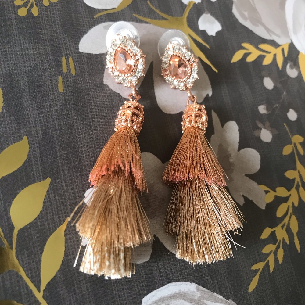 Rose gold tassel earrings